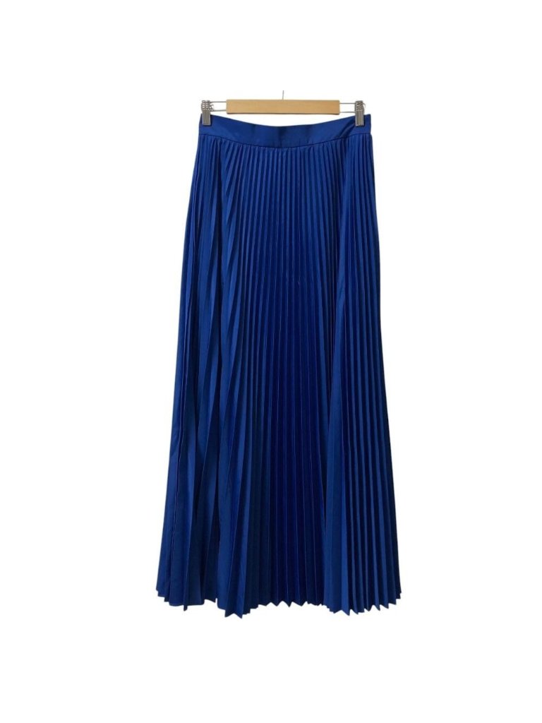Max Mara Maxmara Long Plied Skirt 42 Blue